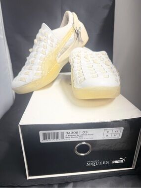 Alexander McQueen White Sneakers with Pale Yellow Accents